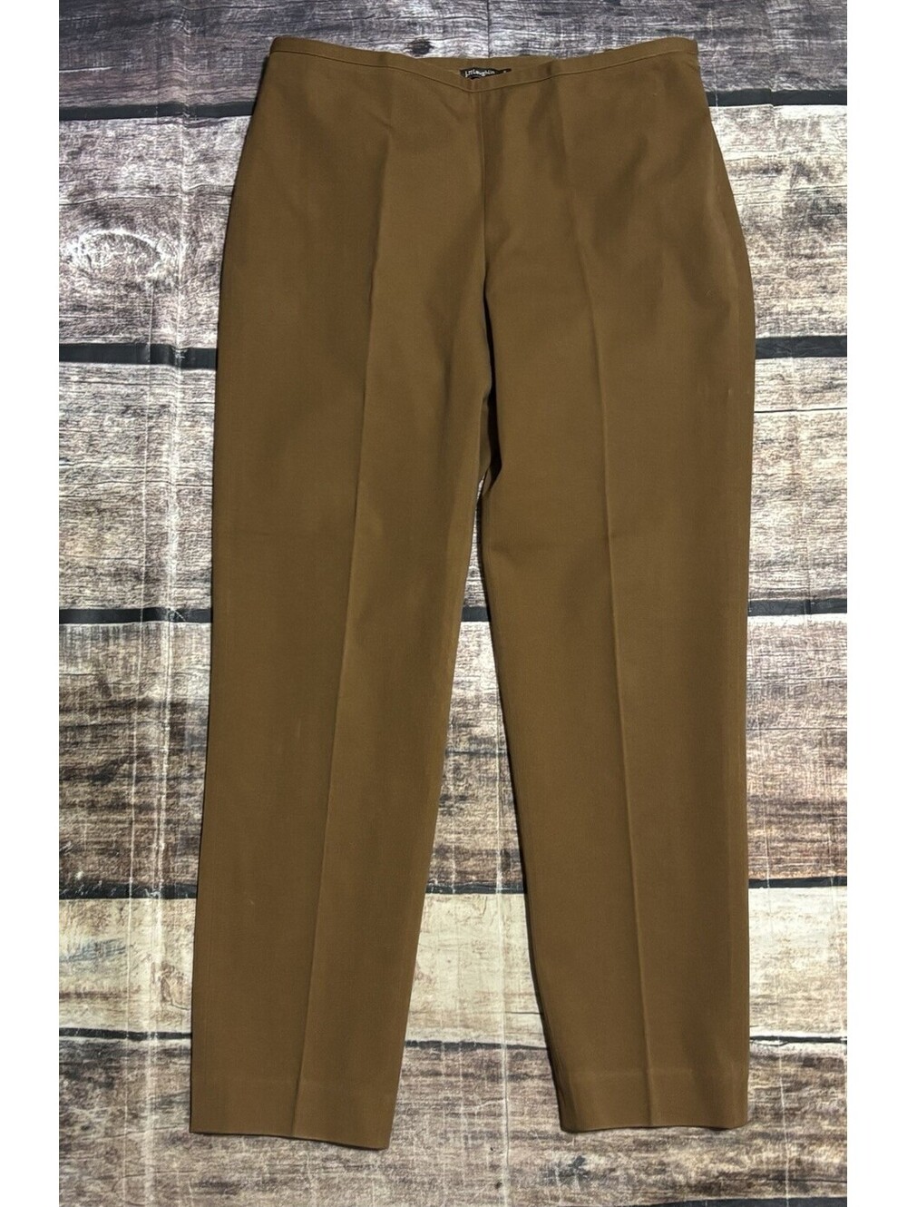 J Mclaughlin Dress Pants Womens Size 8 Cotton Stretch Pleated Brown